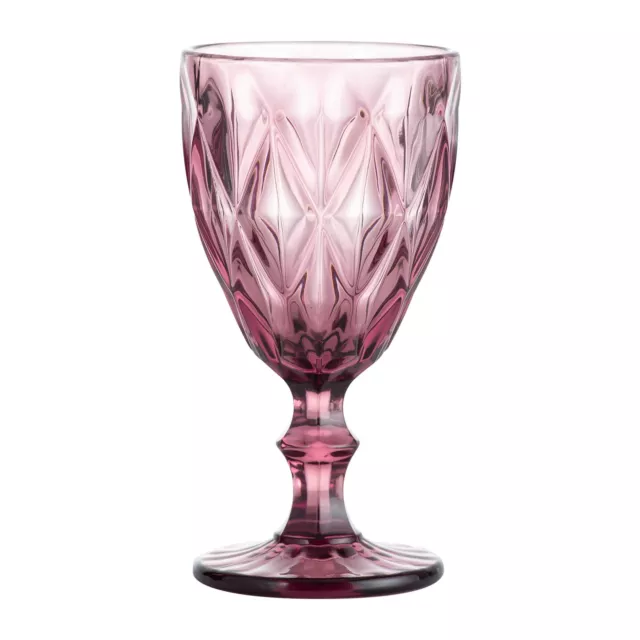 Gemstone 320ml Amethyst Wine Recycled Glass Vintage Goblet Diamond Ridges Style