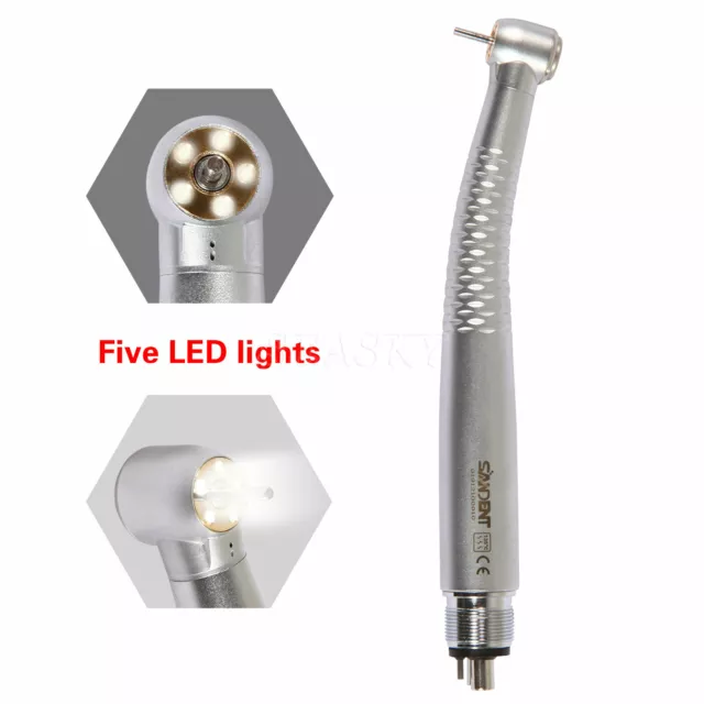 Turbina Dental Autogenerador 5 Luz LED Light 4 Orificios High Speed Handpiece