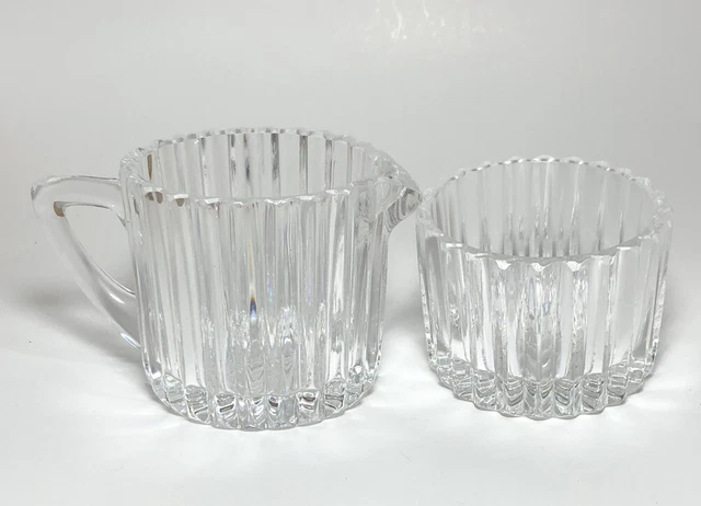 Ribbed Clear Glass Cream And Sugar