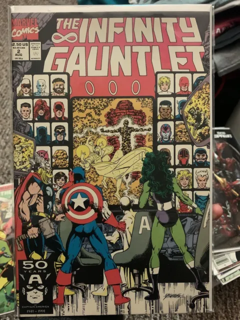 Infinity Gauntlet #2 VF/NM 9.0 Marvel Comics Avengers, Warlock & Thanos 1991 MCU