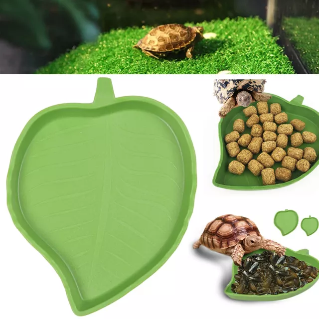 Leaf Shape Reptile Feeding Dish Terrarium Vivarium Turtle Lizard Food Water DT