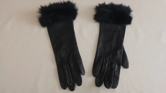 Ancienne Paire De Gants En Cuir Guibert Bouisset Millau Taille 7,5 Doublee Soie