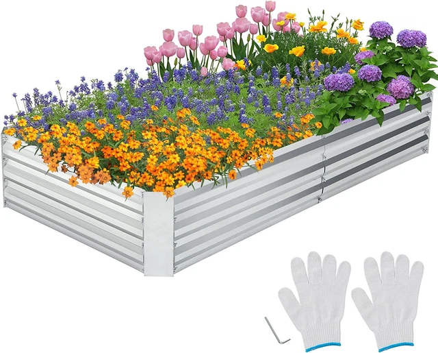 BIRDSINYARD Hochbeet 90x90x30cm Verzinkter Stahl - Modulares Pflanzbeet Für Garten