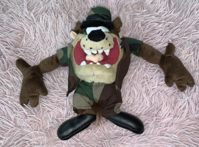 Tasmanian Devil Taz Plush Stuffed Toy Looney Tunes Camo Camouflage Vintage 90s