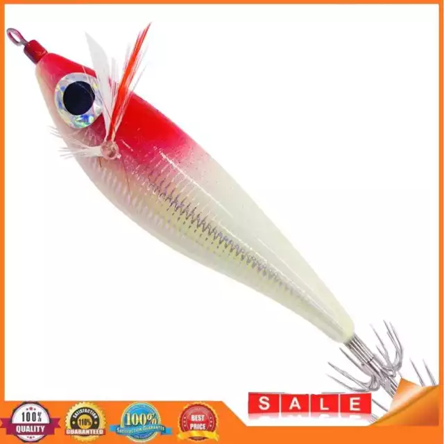 Luminous Shrimp Fishing Lure Squid Hook Cuttlefish Bait Sea Tackle (Red White)