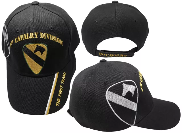 New! Us Army 1St Cavalry Division The First Team! Baseball Cap Hat Black