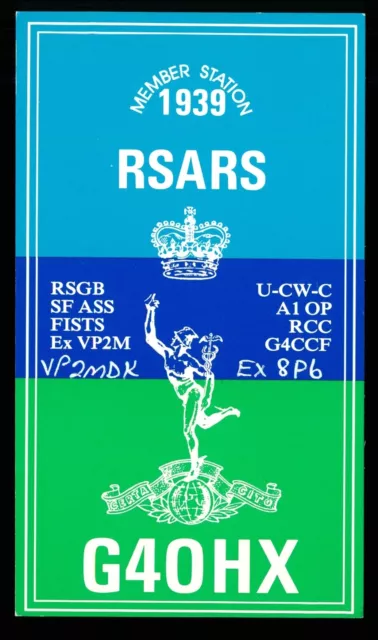 1 x QSL Card Radio UK RSARS 1939 G4OHX 1997 Sevenoaks Kent ≠ T789