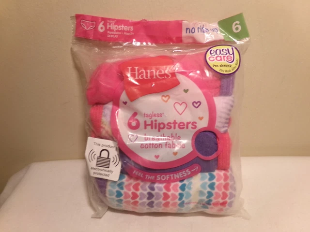 Hanes Girl's Cotton Hipsters  -  6 pack  -  Size 6