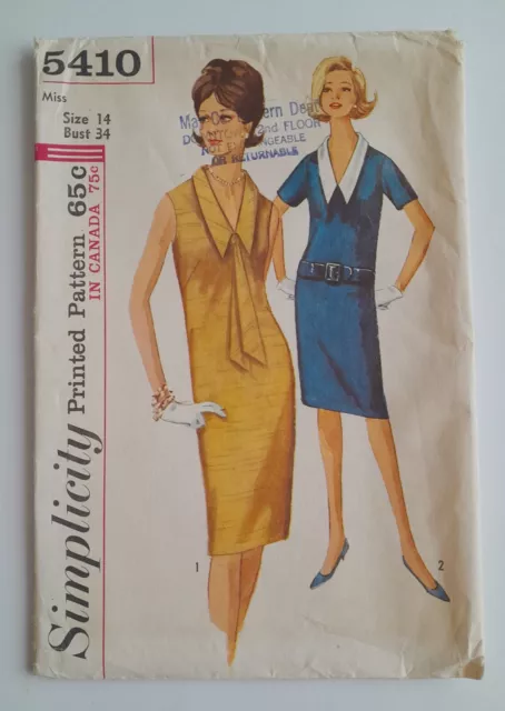 VINTAGE SEWING PATTERN 1960s shift dress MOD Butterick 4853 bust 38 £6.99  - PicClick UK