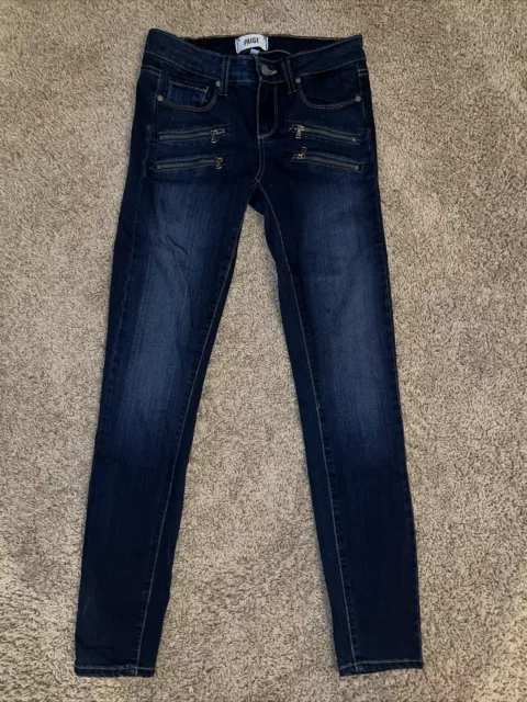 Paige High Rise Edgemont Skinny Jeans  Zippers Blue Women’s Size 26