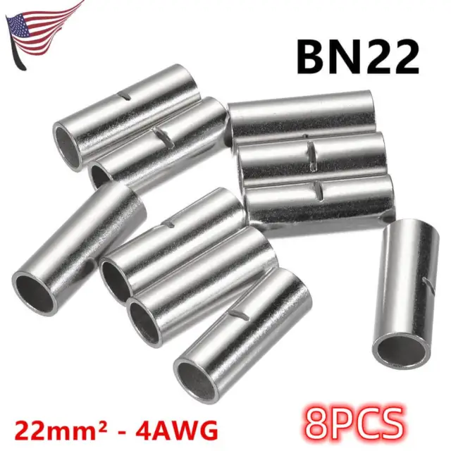 4 Gauge Tinned Copper Butt Connector 8 Pk Crimp Terminal Awg Battery