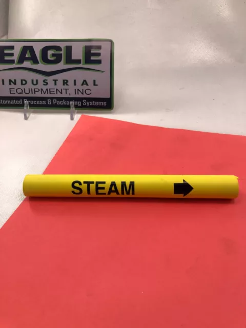 (10-pk) SETMARK 34335 SZ-10 SNAP-AROUND PIPE MARKER "STEAM" BLACK ON YELLOW