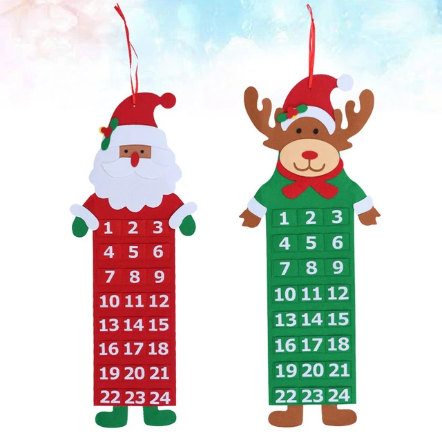2 piezas Calendario de Navidad Colgante Elementos de Navidad Formado Calendario