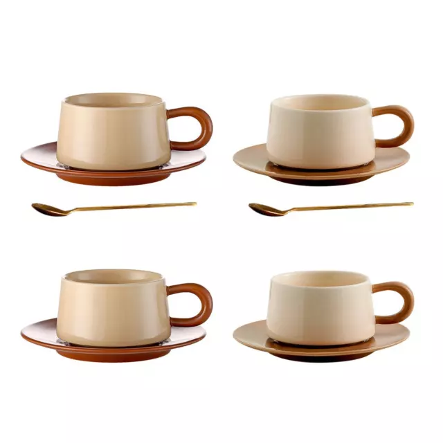 Tazza Da Caffè con Piattino, Set di Tazze Da Cappuccino in Ceramica, Tazza Da