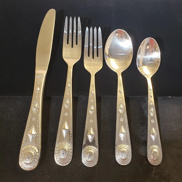 5 PC 1847 Rogers Bros TAOS Forks Knife Spoons Stainless Flatware 18/8 Complete