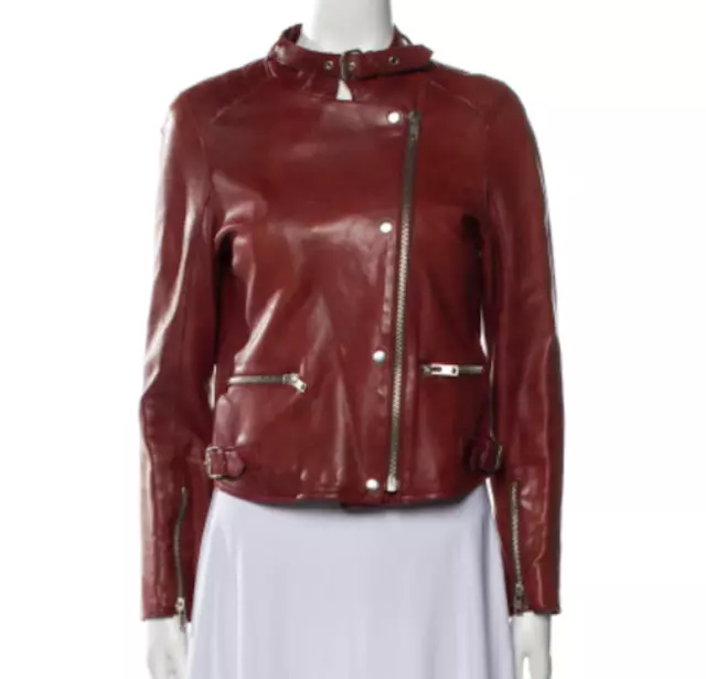 Sandro Lamb Leather Biker Jacket, Size S ?