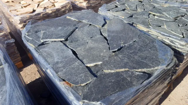 20M² Naturstein Polygonalplatten Gneis Quarzit Bruchplatte Dunkel Anthrazit 2.5