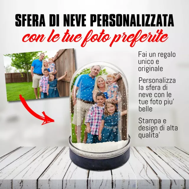 Idea Regalo Palla  Bolla Di Neve Personalizzata Personalizzabile 2 Lati - 2 Foto