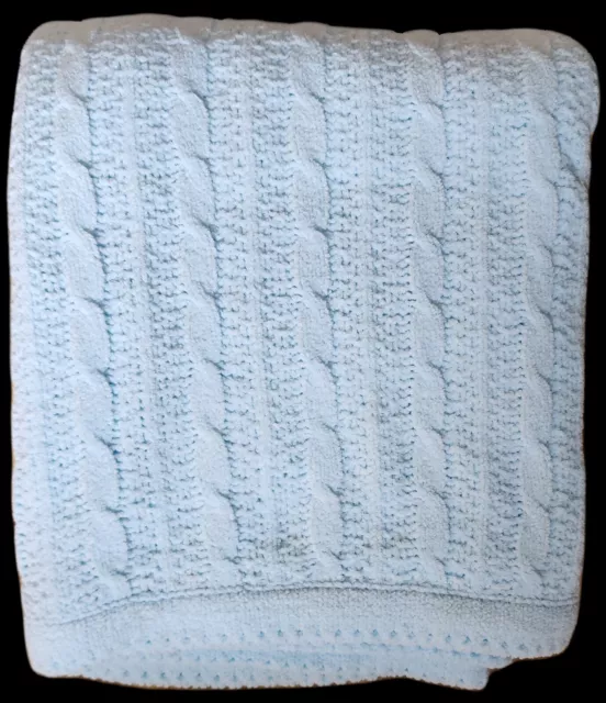 Amy Coe Target Baby Blue Cable Knit Chenille Plush Boy Blanket Lovey Soft 38x38