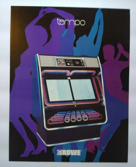 Rowe Tempo Model Jukebox FLYER Original 1980 Phonograph Music Artwork Sheet