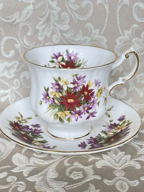 Vintage Warrant Paragon Flower Festival Colorful Floral Tea Cup Saucer