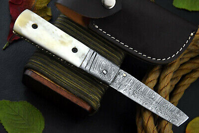 Custom Damascus Steel Tanto Folding Knife Handmade With Camel Bone Handle C348-D 2