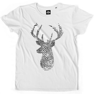 TEETOWN - T SHIRT HOMME - Deer Print - Nature Wildlife Fingerprint Logo Hunting