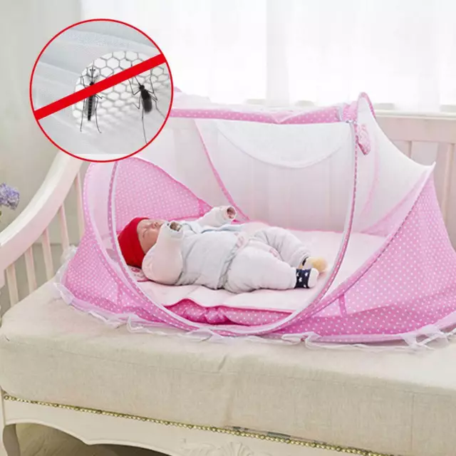 Mosquito Net Canopy Bed Summer Camping Travel Cot Tent Crib Pillow Foldable Baby