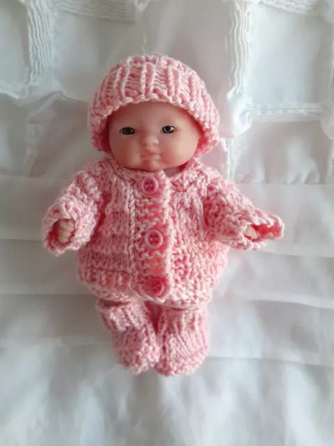 Hand Knitted Dolls Clothes 5 Inch Berenguer Chubby Doll. Bamboo & Cotton
