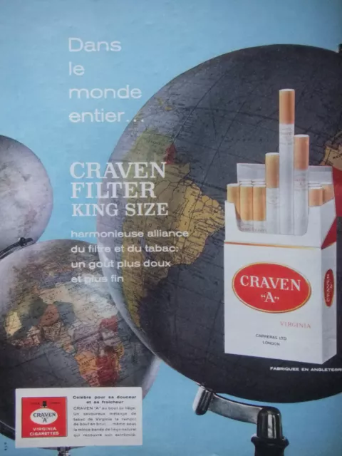 Publicité De Presse 1964 Cigarettes Craven A Filter King Size - Tabac