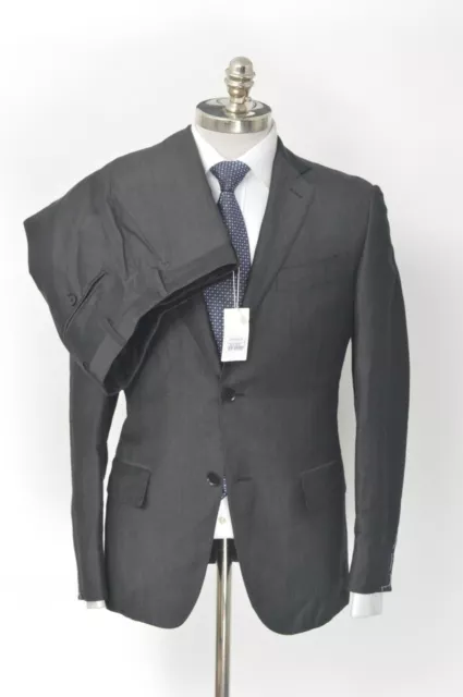 NWT EIDOS Balthazar Black Chambray Linen Wool 2 Btn Suit 36 R (EU 46) Drop 6