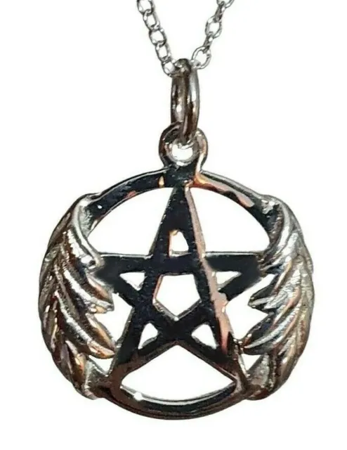Oak Leaf Pentacle Necklace 925 Silver Pendant 18" Chain Pagan Wiccan Druid Box
