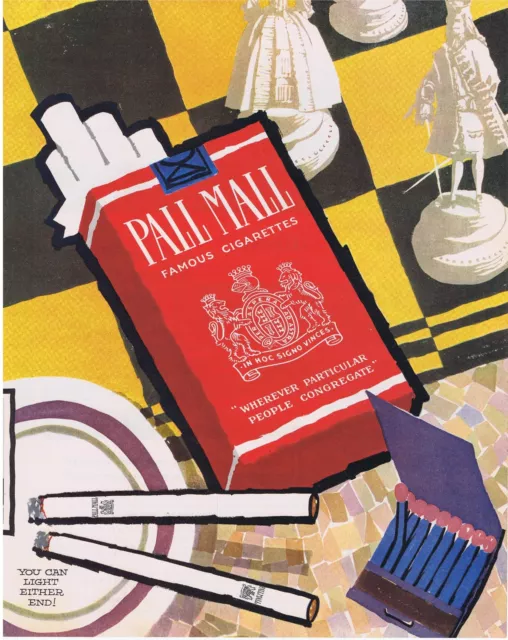 1958 Mary Blair PALL MALL Cigarettes Chess Print Ad