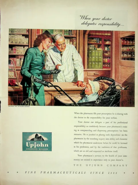 Upjohn Ad from magazine - 1944 - Excellent condition