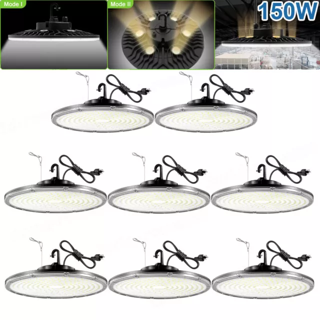 8Pack 150W UFO Led High Bay Light Factory Warehouse Commercial Shop Lights Plug