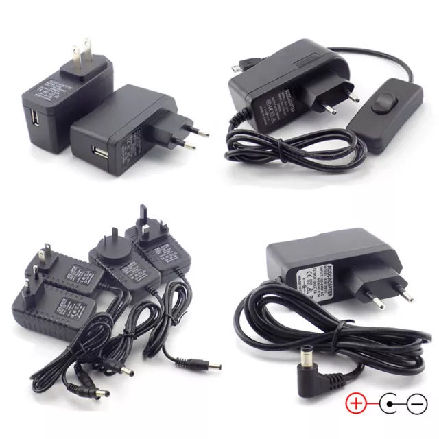 DC 5V/6V/9V/12V/24V AC100-240V EU US Power Supply Adapter Transformer