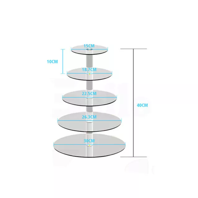 Cupcake Stand 5 TIER ROUND - Clear  Display Tower for Wedding & Party UK 3