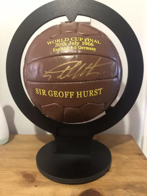 England 1966 Geoff Hurst Football size 5 signed with stand Holder  AFTAL  Coa
