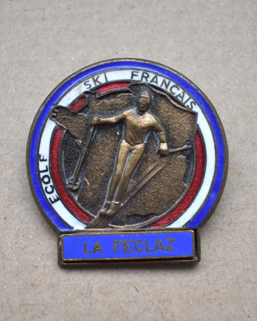 Ancien Insigne Épinglette "Aiglon" Bronze - École De Ski Française Charly - Années 60