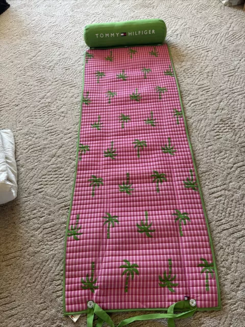 TOMMY BAHAMA POOL Beach Yoga Mat Quilted Roll Up Green & Pink Palm ...