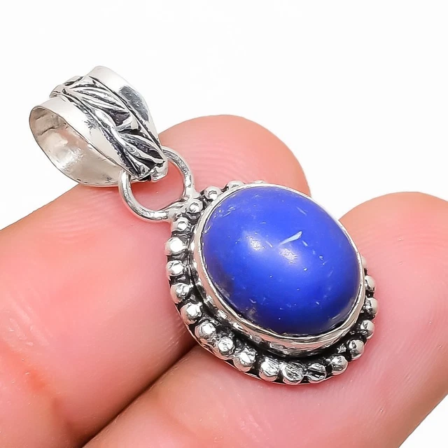Lapis Lazuli Gemstone Handmade 925 Sterling Silver Jewelry Pendant 1.10"