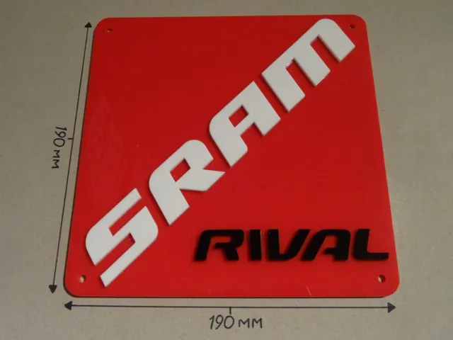 SRAM Cycling, SRAM Rival Acrylic Sign, Red & White, 190 X 190mm