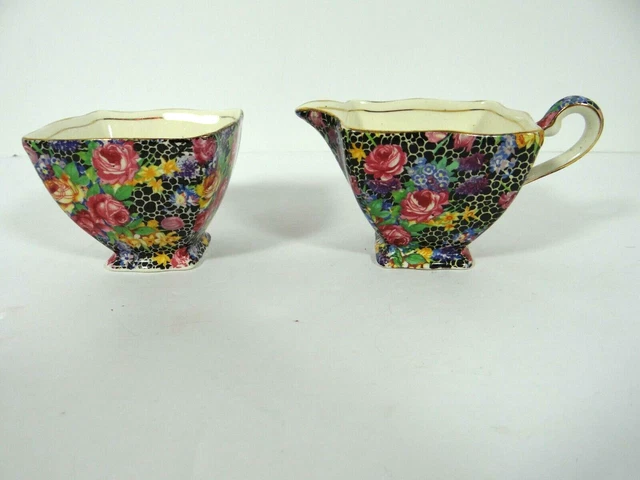 Royal Winton Grimwades Hazel Chintz Creamer & Open Sugar Bowl England