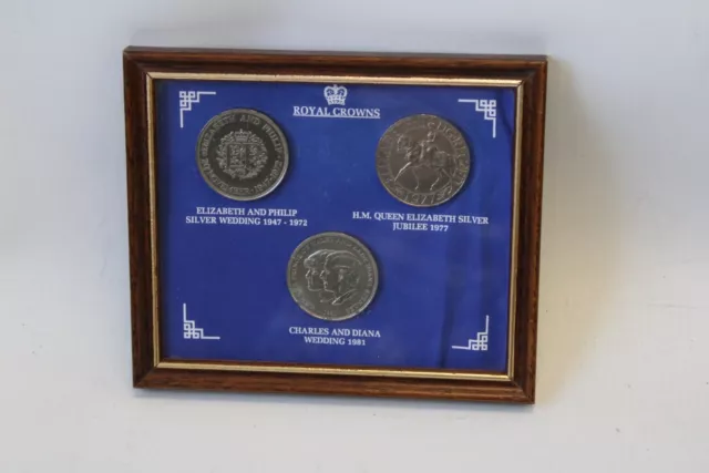Framed ROYAL CROWNS Queen Elizabeth II Commemorative Crown Coins - A20