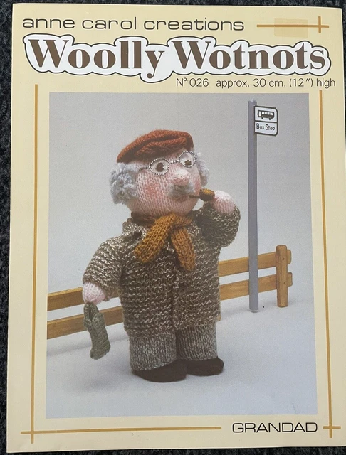 Wollwotnots Großvater Spielzeug STRICKMUSTER flache Kappe Rohrmantel 30cm hohe Markierung