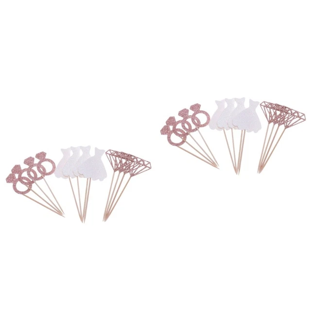 24 pz topper per torte gonne di carta glitter anelli a forma di cupcake