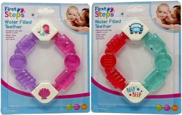 Baby Rattle Teether FirstStep Water Filled Color Cold Soothing Teething Toy X 1