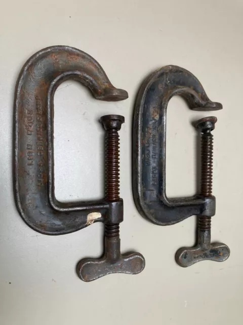 Vintage pair of LION No. 403A light service clamps, 3" G clamps