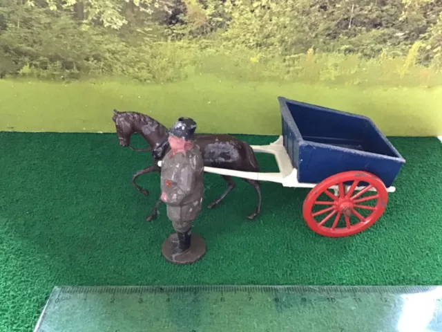 Vintage Britains Era Lead Farm. Farmer With Horse And Yard Cart . 1/32 Scale