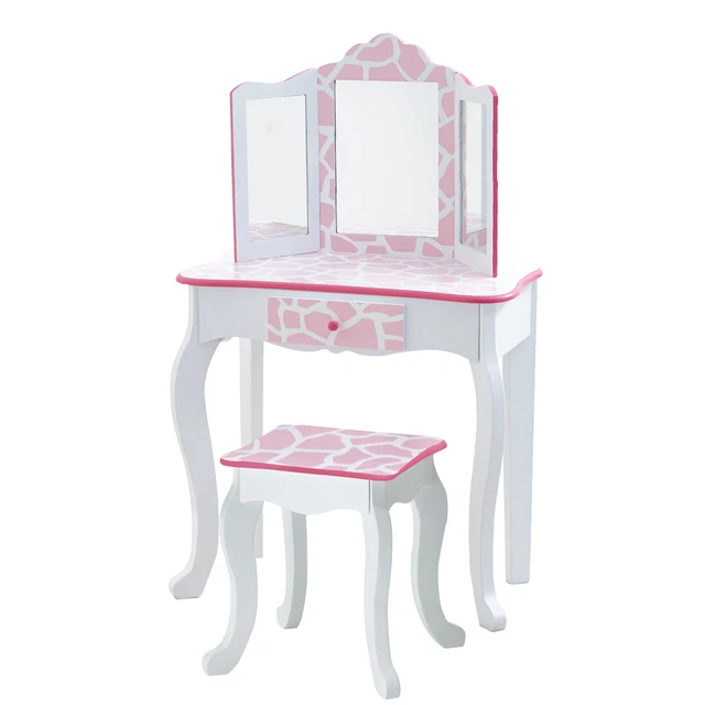 Juego de tocador Fantasy Fields con taburete espejo estampado animal TD-11670D